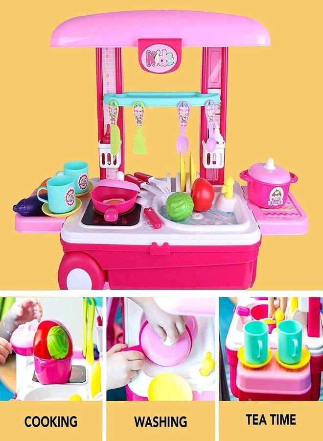 vikings Set for Girls, Cooking Set for with Suitcase for Girls, Portable for Kids (2 in 1 Kitchen Trolly) - Image 3